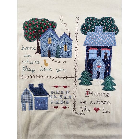 Vintage Valerie Sockwell Folk Art Applique Quilted Embroidered Collared Tee L - Picture 3 of 9